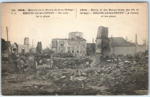 1914 Heiltz-le-Maurupt, France Battle Marne WWI Ruins Church Rubble Debris A359