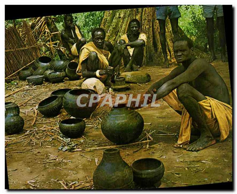 Postcard Modern Baro River Village szene showing the unusual pottery made in ...