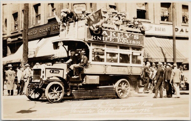 Vancouver BC 'Old Bill' B43 Troop Carrier Golden Jubilee c1936 RPPC Postcard E78