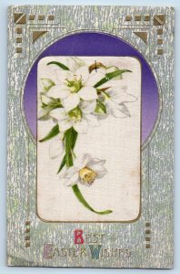 Dunnell MN Postcard Easter Lily Flowers Winsch Back Embossed Silk c1910's Posted