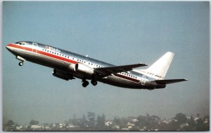 Airplane US Air  B-737-400 International Airlines Museum Postcard