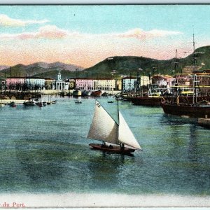 c1908 Nice, France Interieur du Port Litho Photo Postcard Sailboats Bay A35