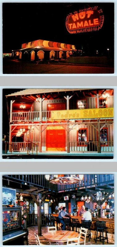 3 Postcards SOUTH OF THE BORDER, SC ~ Hot Tamale, Pedro's Saloon & Interior