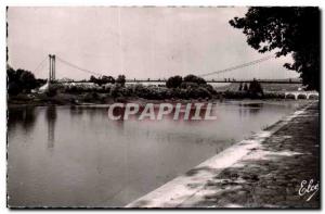 Old Postcard Agen La Garonne suspension bridge