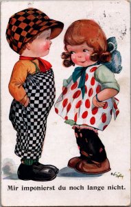 Boy And Girl Mir Imponierst du Noch Lange Nicht Vintage Postcard C004