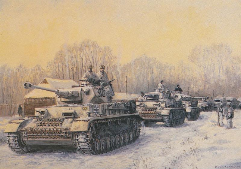 Operation Winter Tempest Panzer IV F2 Tanks Stalingrad WW2 Painting Postcard