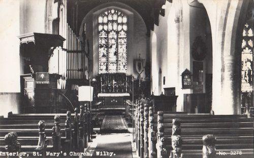 Wilby St Marys Church Northampton Interior Real Photo Postcard