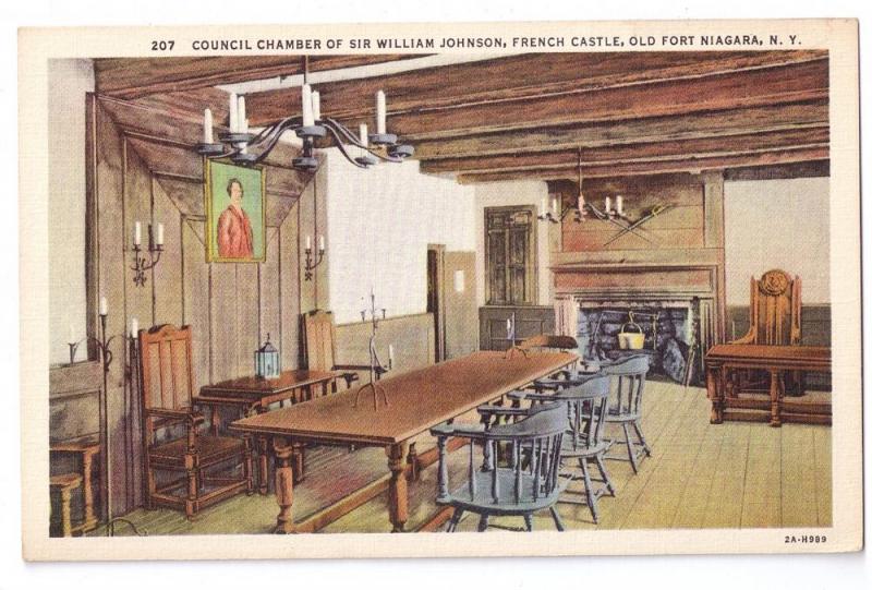 Old Fort Niagara Council Chamber French Castle NY Postcard