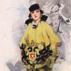 1910s WWI Allies Artistique Woman Lady Yellow WW1 Vintage Postcard 