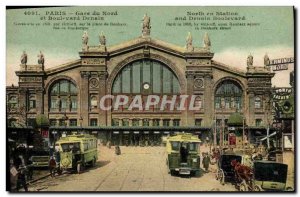 Old Postcard Paris Gare Du Nord And Tramway Boulevard Denain