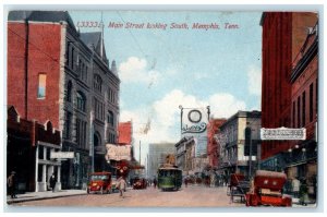 c1910 Main Street Looking South Streetcar Memphis Tennessee TN Vintage Postcard