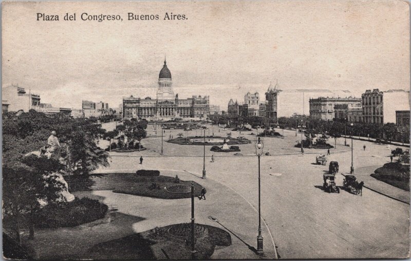 Argentina Buenos Aires Plaza del Congreso Vintage Postcard C141