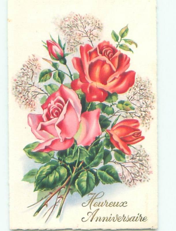 Very Old Foreign Postcard BEAUTIFUL FLOWERS SCENE AA4972
