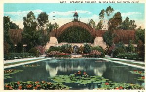 Vintage Postcard 1927 Botanical Building Balboa Park San Diego California CA