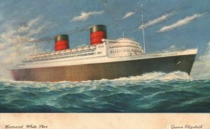 Vintage Postcard 1910's Steamer Ship Cunard White Star R.M.S. Queen Elizabeth