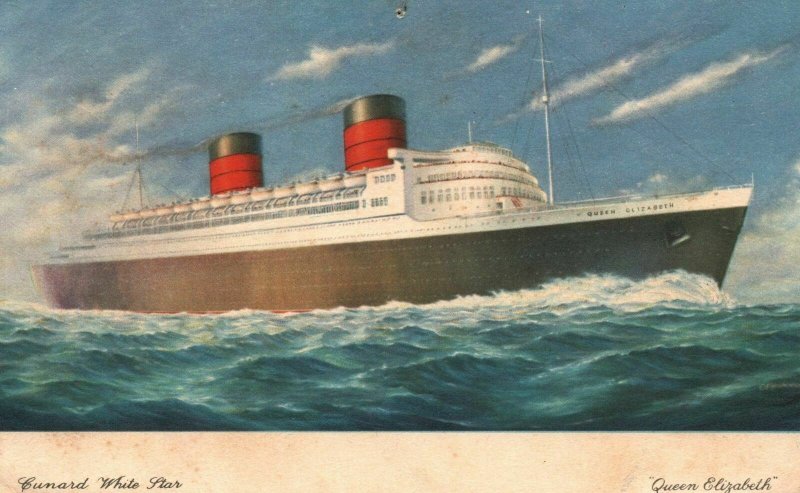 Vintage Postcard 1910's Steamer Ship Cunard White Star R.M.S. Queen Elizabeth