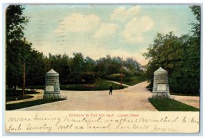 1906 Entrance to Fort Hill Park Lowell Massachusetts MA Antique Posted Postcard