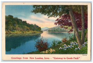 c1940 Greetings From Gateway Geode Park New London Iowa Vintage Antique Postcard