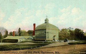 C. 1910 Conservatory Druid Hill Park Baltimore MD View Vintage Postcard P218