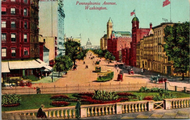 Pennsylvania Avenue Washington Trolley Antique Divided Back Postcard Treasury 