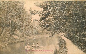 Postcard Indiana Indianapolis Bicycle Path along Canal Tom Jones 23-5984