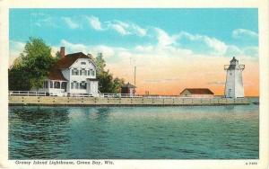 Grassy Island Lighthouse 1943 Green Bay Wisconsin Teich City News Depot 6077