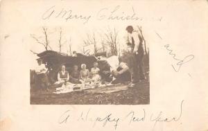 Camping Picnic Scene Old Automobile Real Photo Antique Postcard J75713