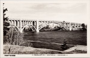 Keewatin Ontario ON Bridge Unused Lakewood Studio Kenora RPPC Postcard H19