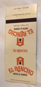 El Rancho Hotel and Casino Las Vegas Nevada 30 Strike Matchbook Cover