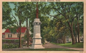 Vintage Postcard Monument Dedicated To Square Civil War Veterans Bridgton Maine