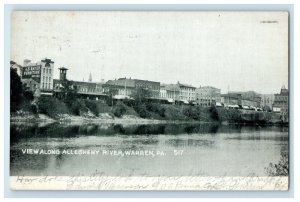 1907 View Along Allegheny River Warren Pennsylvania PA Antique RPO Postcard