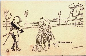 France World War 1 Kids Patriotic Les Senegalais Vintage Postcard C122