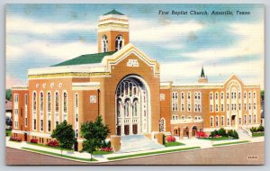Amarillo Texas~1st Baptist Church St View~Tower~Classical Romanesque~Linen PC