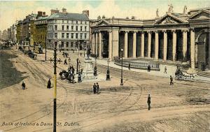 Vintage Postcard Bank of Ireland and Dame St. Dublin