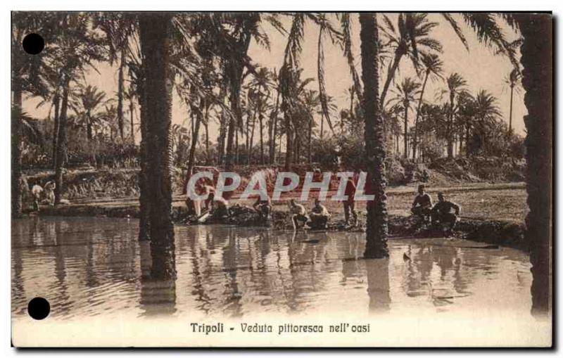 Postcard Old Tripoli Veduta Pifforesca Nell & # 39 Oasi Libya