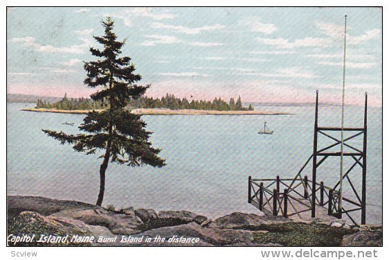 CAPITOL ISLAND, Maine, PU-1912; Burnt Island In The Distance