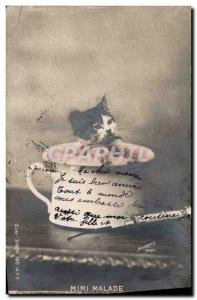 Postcard Old Cat Cats Kitten Mimi sick