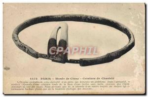 Postcard Old erotic Nude Female chastity belt