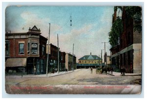 c1910 Illinois Central Depot, Greetings from Kankakee Illinois IL Postcard