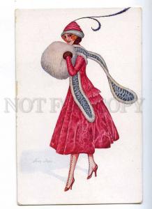 188017 Frileuse FASHION Winter Lady by SAGER old ART NOUVEAU