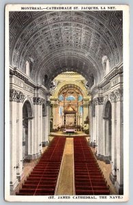 The Nave, St James Cathedral, Montreal, Quebec, Antique Postcard