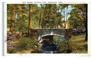 1925 Arch Bridge, Hamilton Park, Waterbury, CT Postcard