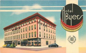 Postcard Illinois Mattoon Hotel Byers 1930s MWM occupation roadside 23-12302