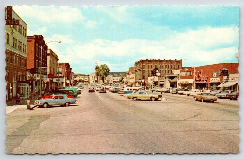 Keene New Hampshire~VW Bus, Barber Shop, Loans, Theater on Widest Main St 1960s 