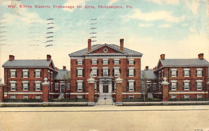 Philadelphia Pennsylvania 1910 Postcard Elkins Masonic Orphanage For Girls