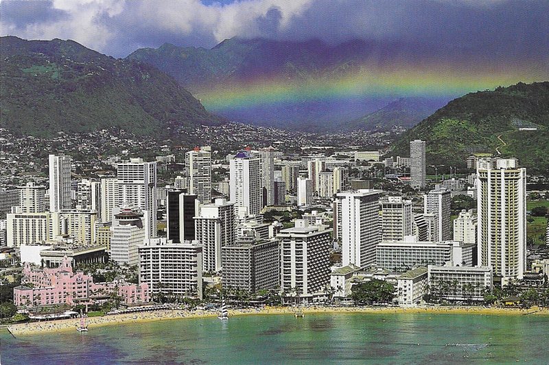 Rainbow Over the Heart of Waikiki Oahu Hawaii  4 by 6