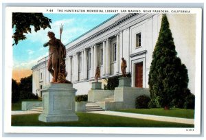 Pasadena California Postcard Huntington Memorial Library San Marino 1930 Vintage