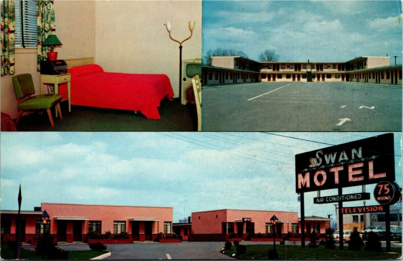 Postcard NJ Linden Swan Hotel Multi-View Interior and Exterior View C.1960 M33