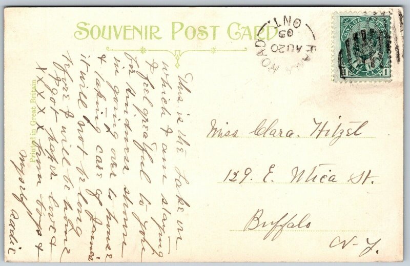 Postcard Orillia Ontario c1909 Lake Couchiching RARE Split Ring Cancel Rama Road