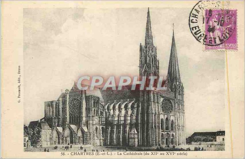 Old Postcard Chartres (E and L) The Cathedral (from the twelfth to sixteenth ...